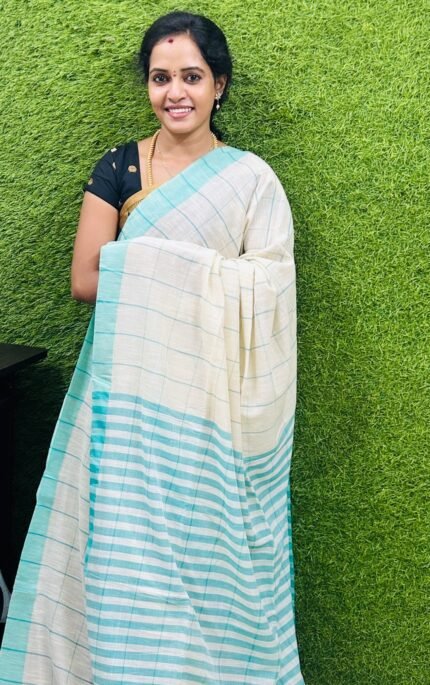 premium checked khadi cotton saree