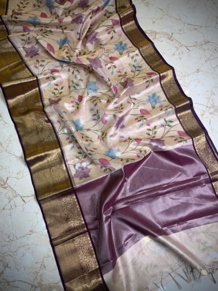 Pure Banarasi Tissue Flower Saree